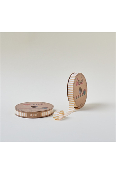 Biye Kalın Çizgili Katlı F06 Sarı 2 Cm 25 Metre %65 Koton %35 Polyester