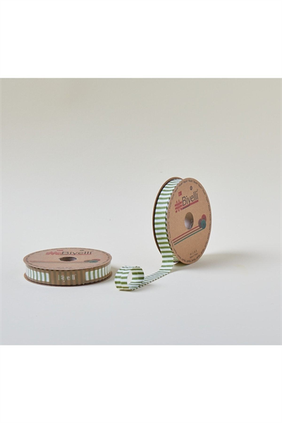 Biye Kalın Çizgili Katlı F12 Yeşil 2 Cm 25 Metre %65 Koton %35 Polyester