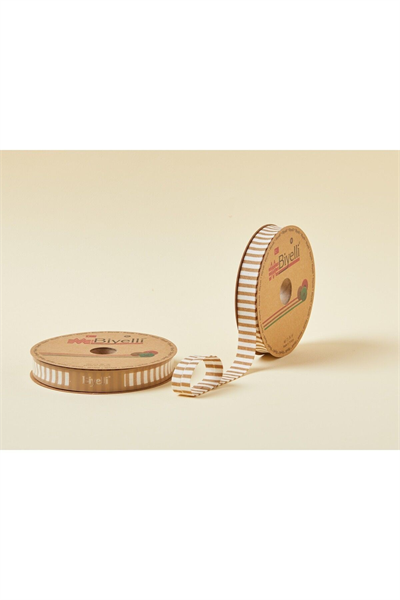 Biye Kalın Çizgili Katlı F13 Bej 2 Cm 25 Metre %65 Koton %35 Polyester