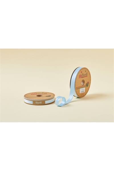 Biye Saten Katlı 004 Mavi 2 Cm 25 Metre %100 Polyester