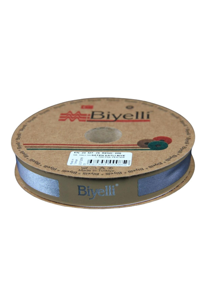 Biye Saten Katlı 086 Gri 2 Cm 25 Metre %100 Polyester