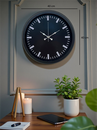 Black Baseline 40 Cm Metal Duvar Saati