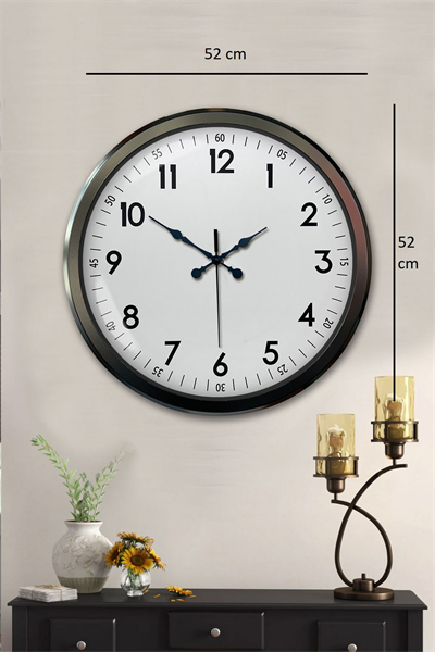 Black Classic 52 Cm Metal Modern Ve Şık Duvar Saati