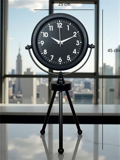 Black Luxury Modern Üç Ayaklı Metal Masa Saati