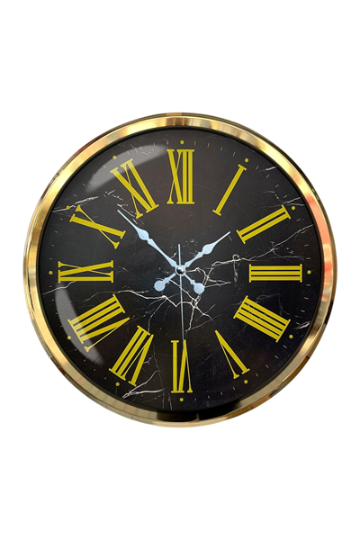Black Marble Gold 52 Cm Metal Duvar Saati