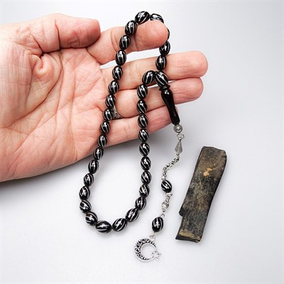 BlackCraft Oltu Taşı Bafon İşlemeli Beyzi Model Karpuz Tespih