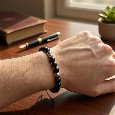 BlackCraft Oltu Taşı ve Hematit Bileklik ( Ayarlanabilir)