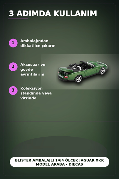 Blister Ambalajlı 1/64 Ölçek Jaguar XKR Model Araba - Diecast Koleksiyon Oyuncağı BX-313357