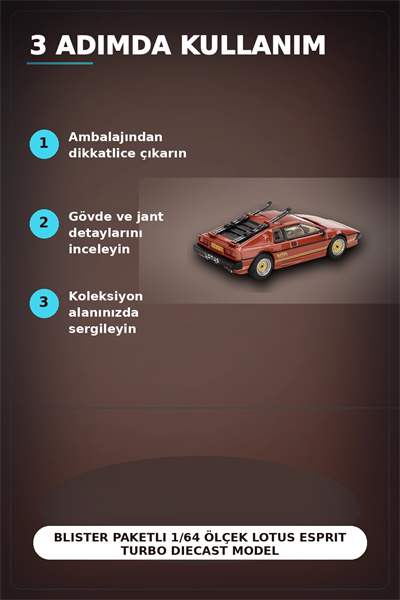Blister Paketli 1/64 Ölçek Lotus Esprit Turbo Diecast Model Araba - For Your Eyes Only BX-313362