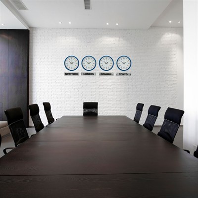 Blue Classic 36 Cm 4 lü Tabelalı Dünya Saatleri