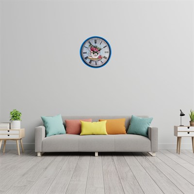 Blue Flower 36 Cm Mavi Duvar Saati