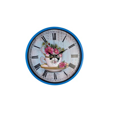 Blue Flower 36 Cm Mavi Duvar Saati
