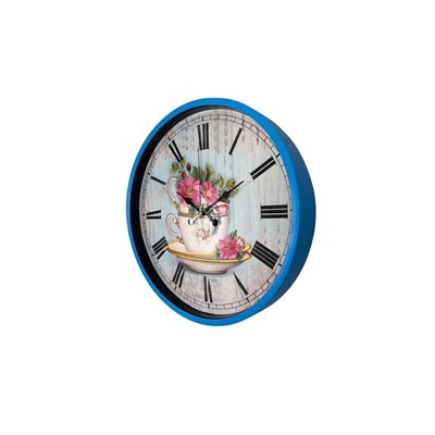 Blue Flower 36 Cm Mavi Duvar Saati