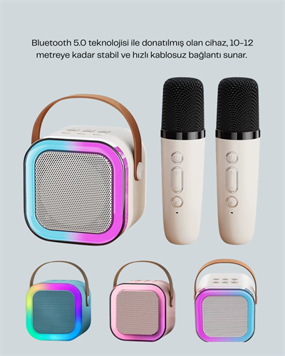 Bluetooth 5.0 Destekli Kablosuz Karaoke Hoparlör
