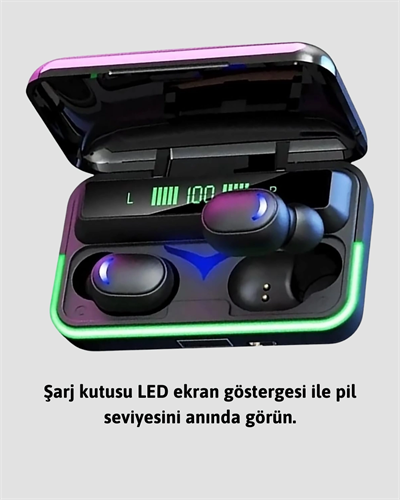 Bluetooth 5.1 Oyuncu Kulaklığı LED Ekranlı Powerbank Kulaklık