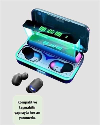 Bluetooth 5.1 Oyuncu Kulaklığı LED Ekranlı Powerbank Kulaklık