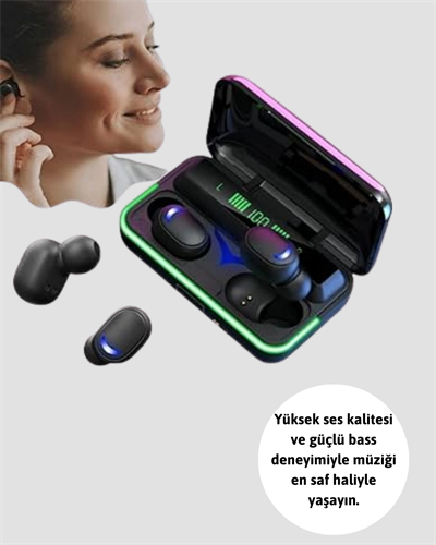 Bluetooth 5.1 Oyuncu Kulaklığı LED Ekranlı Powerbank Kulaklık
