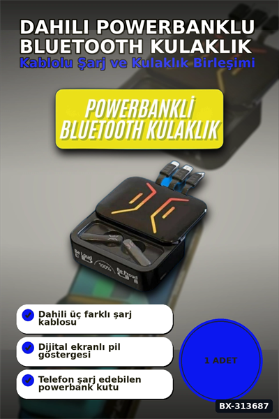 Bluetooth 5.2 Oyun Kulaklığı Dahili Powerbank Kablolu Ve Kablosuz Düşük Gecikme 1 Adet BX-313687