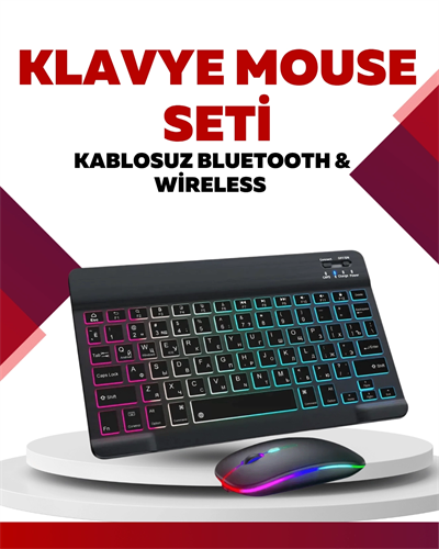Bluetooth 5.3 Destekli Şarjlı Taşınabilir Klavye + Mouse Kombinasyonu