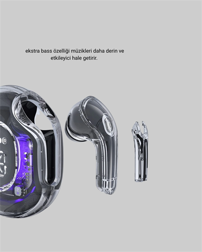 Bluetooth 5.3 Kablosuz Kulaklık HiFi Stereo ve Ekstra Bass Dijital Ekranlı