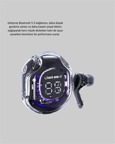 Bluetooth 5.3 Kablosuz Kulaklık HiFi Stereo ve Ekstra Bass Dijital Ekranlı