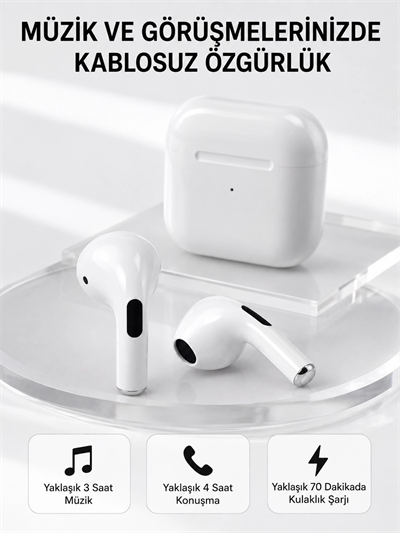 Bluetooth 5.3 TWS Kablosuz Kulak İçi Kulaklık 25 Metre Menzil Şarj Kutulu