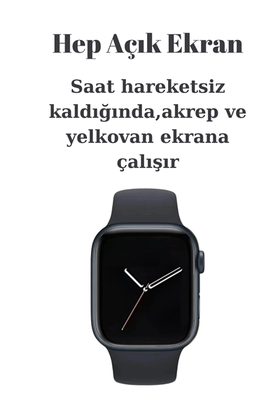 Bluetooth Bağlantılı Akıllı Saat, Nabız ve Uyku Takibi, Suya Dayanıklı Siyah Silikon Kordonlu Model