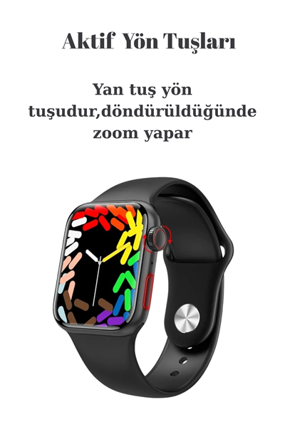 Bluetooth Bağlantılı Akıllı Saat, Nabız ve Uyku Takibi, Suya Dayanıklı Siyah Silikon Kordonlu Model
