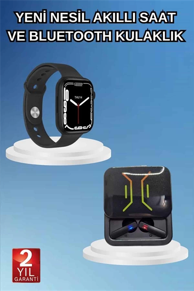 Bluetooth Bağlantılı Kablosuz Kulaklık ve Yeni Nesil Akıllı Saat 5.0 Bluetooth