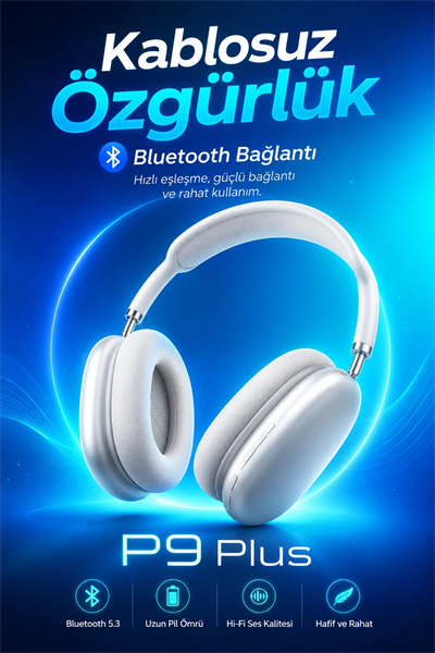 Bluetooth Bağlantılı Kulak Üstü Kulaklık Mikrofonlu Yumuşak Pedli Modern Tasarım