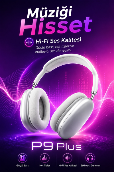 Bluetooth Bağlantılı Kulak Üstü Kulaklık Mikrofonlu Yumuşak Pedli Modern Tasarım