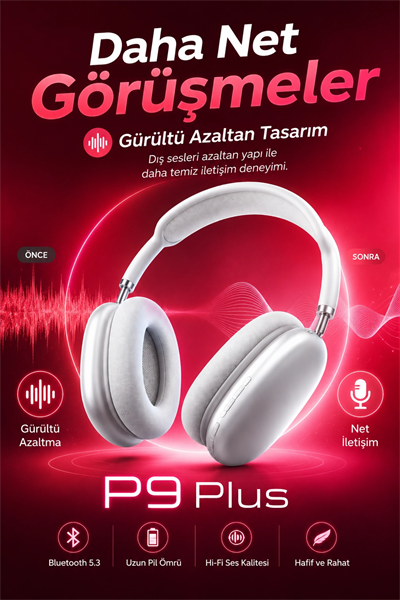 Bluetooth Bağlantılı Kulak Üstü Kulaklık Mikrofonlu Yumuşak Pedli Modern Tasarım