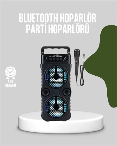 Bluetooth Bağlantılı LED Işıklı Taşınabilir Hoparlör – 1200 mAh Şarjlı, FM Radyolu