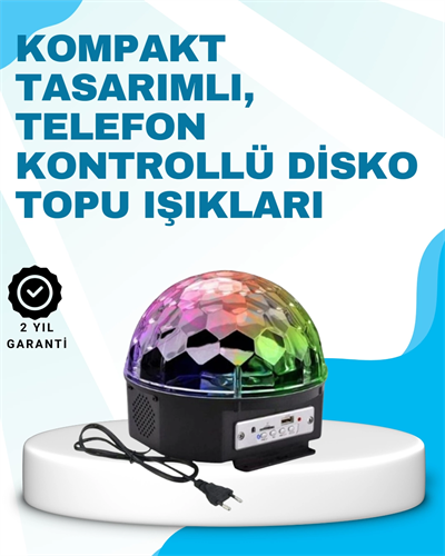 Bluetooth Bağlantılı Renkli Masaüstü Disko Topu Işık Gösterisi