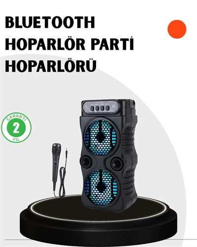 Bluetooth Bağlantılı Taşınabilir Hoparlör – LED Işıklı, FM Radyolu, Mikrofon Girişli