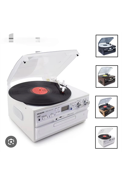 Bluetooth CD USB MP3 radyo müzik seti beyaz renk 2 yıl garantili plak çalar hoparlör