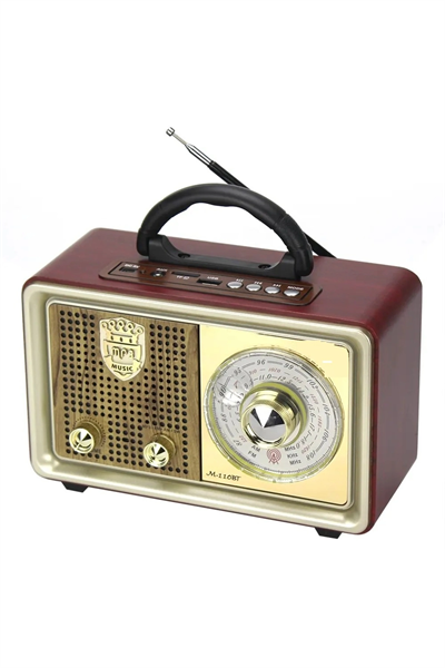 Bluetooth, FM radyo, USB, SD ve MP3 özellikli şarjlı nostaljik radyo kahverengi - Elektronik
