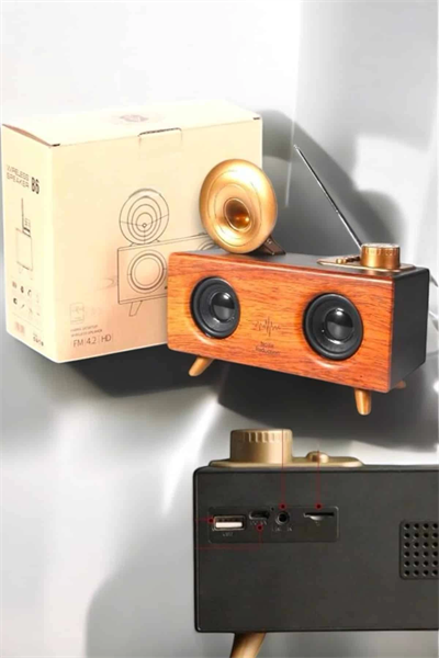 Bluetooth Hoparlör Ahşap Klasik Retro Gramofon Bluetooth Müzik Kutusu