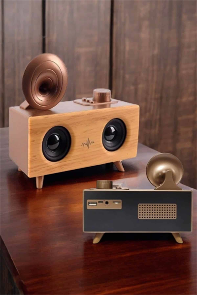 Bluetooth Hoparlör Ahşap Klasik Retro Gramofon Bluetooth Müzik Kutusu