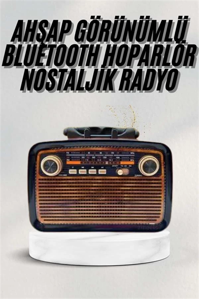 Bluetooth Hoparlör Ahşap Renk Vintage Işıklı Nostaljik Radyo Fm Ahşap Görünümlü