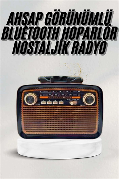 Bluetooth Hoparlör Ahşap Renk Vintage Işıklı Nostaljik Radyo Fm Ahşap Görünümlü