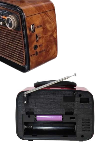 Bluetooth Hoparlör Ahşap Renk Vintage Işıklı Nostaljik Radyo Fm Ahşap Görünümlü