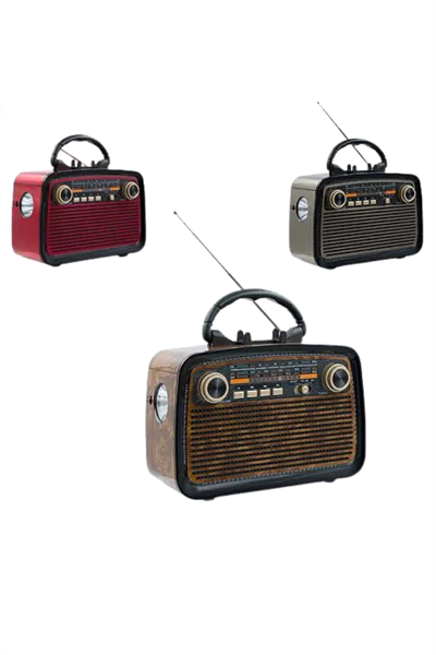 Bluetooth Hoparlör Ahşap Renk Vintage Işıklı Nostaljik Radyo Fm Ahşap Görünümlü