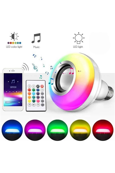 Bluetooth Hoparlör Akıllı Rgb Led Işık Renk Değiştirme Ses Bombası Ampül Görünümlü