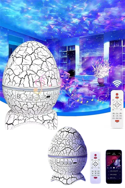 Bluetooth Hoparlör Dinozor Yumurtası Gece Masa Lambası Projektör
