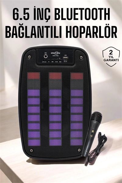 Bluetooth Hoparlör RGB Işıklı USB SD Kart Girişli Taşınabilir