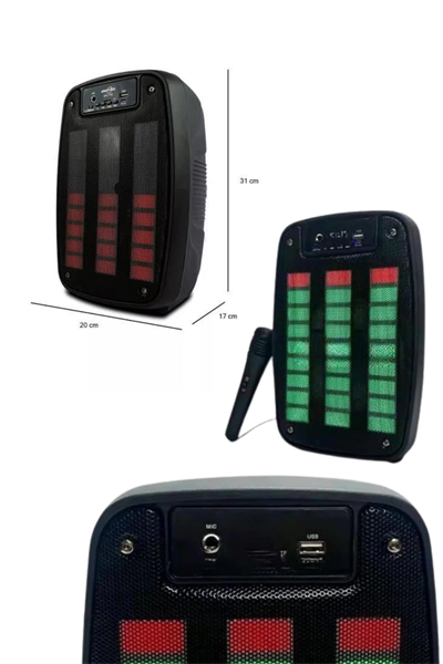 Bluetooth Hoparlör Taşınabilir Şarjlı Işıklı Büyük Boy Yüksek Ses Kaliteli