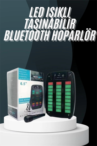 Bluetooth Hoparlör Taşınabilir Şarjlı Işıklı Büyük Boy Yüksek Ses Kaliteli