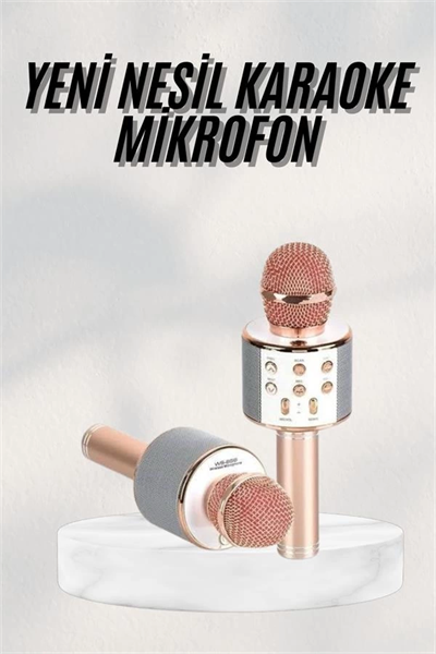 Bluetooth Hoparlör USB AUX SD Kart Kaoroke Mikrofon Uzun Pil Ömrü