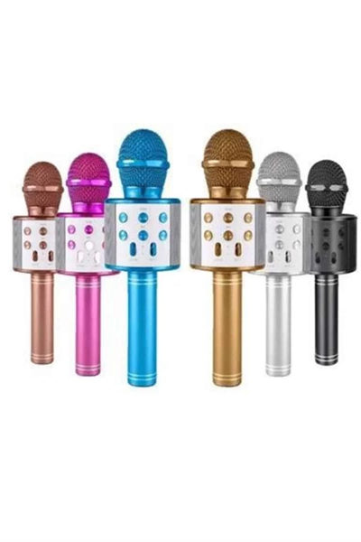 Bluetooth Hoparlör USB AUX SD Kart Kaoroke Mikrofon Uzun Pil Ömrü